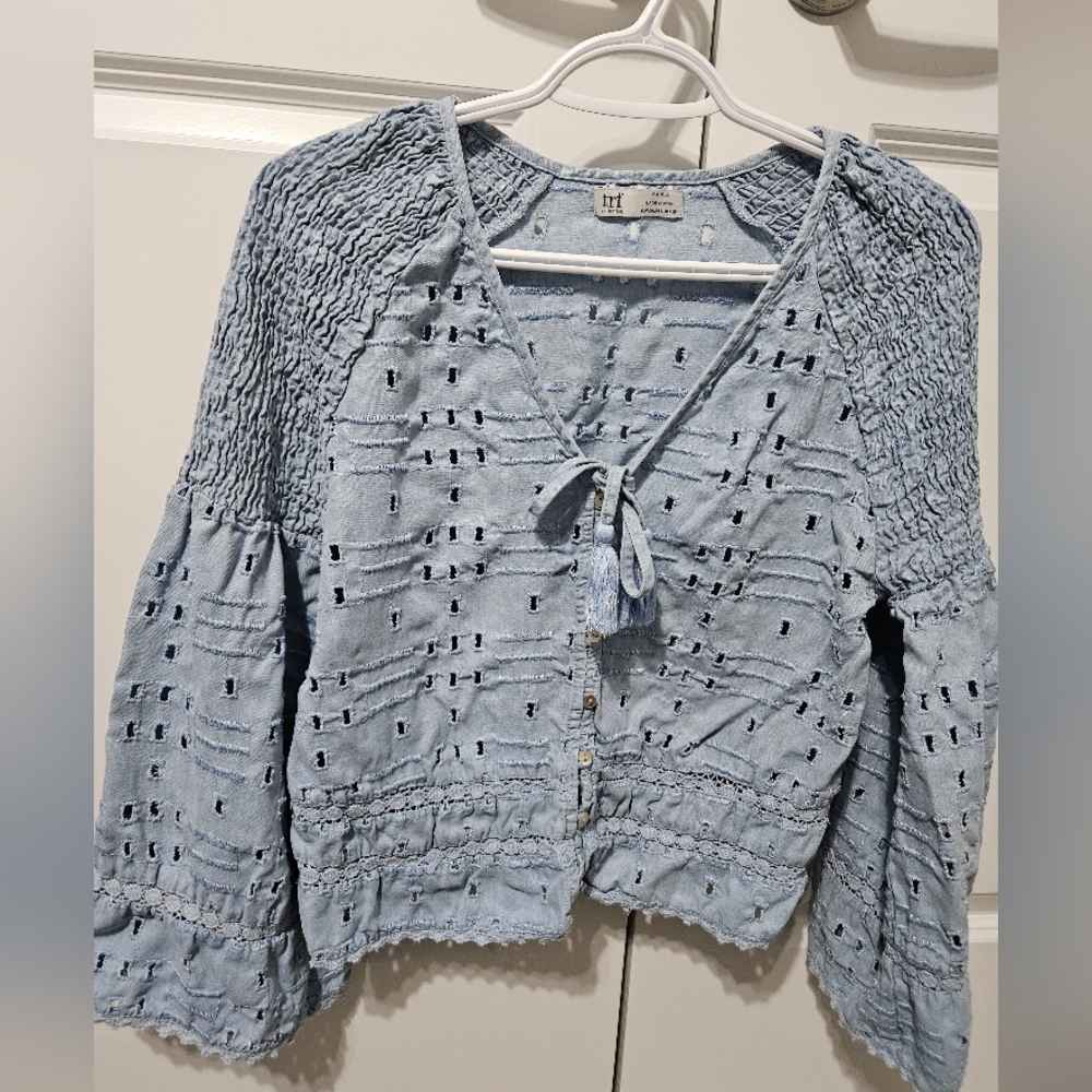Zara TRF Collection Eyelet Blouse